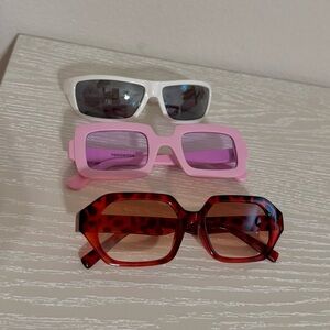 Trendy Sunglasses Trio - White, Pink, Red